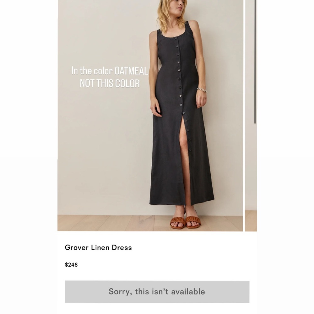 Reformation Grover Linen Dress in Oatmeal